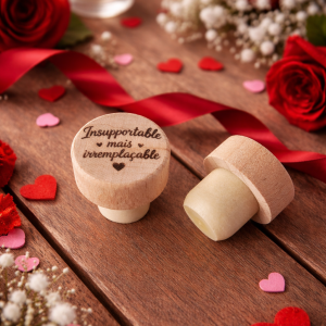❤️ Bouchon en bois gravé « Insupportable mais irremplaçable »